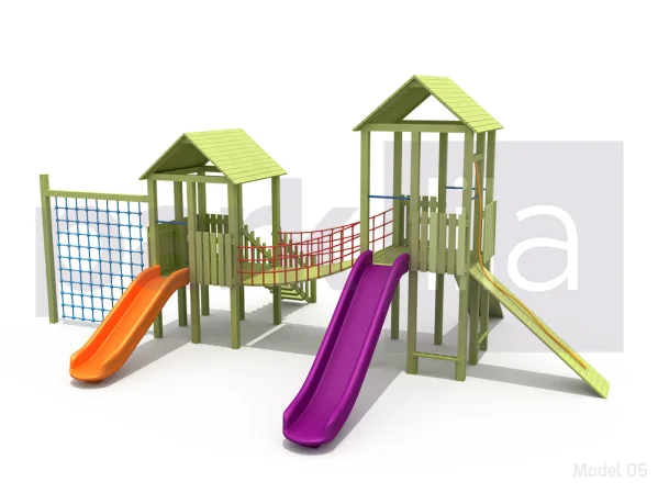 Ahşap Model 05 İki Kuleli Oyun Grubu