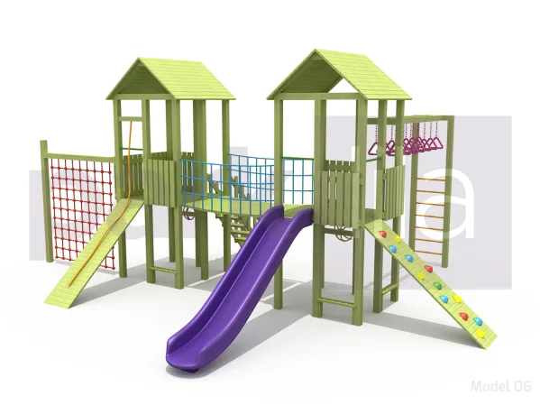 Ahşap Model 06 İki Kuleli Oyun Grubu