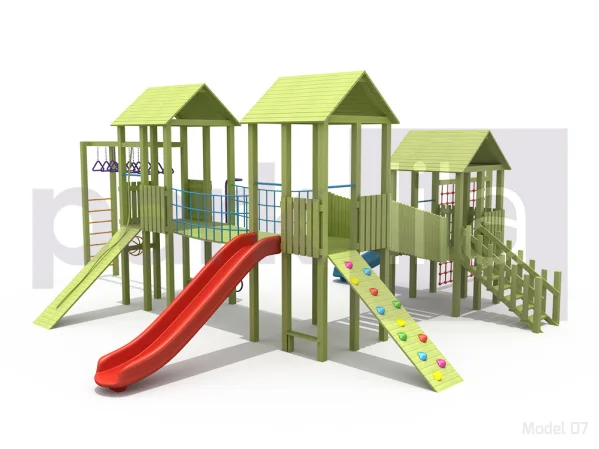 Ahşap Model 07 Üç Kuleli Oyun Grubu