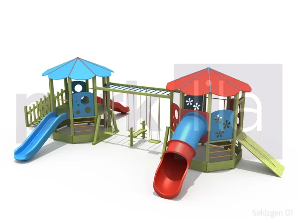 Ahşap Model 08 Şemsiye Çatılı Oyun Grubu