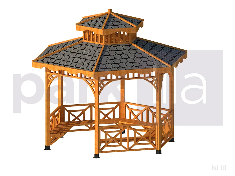 Kamelya 01 Altıgen Çift Çatılı Ahşap Kamelya