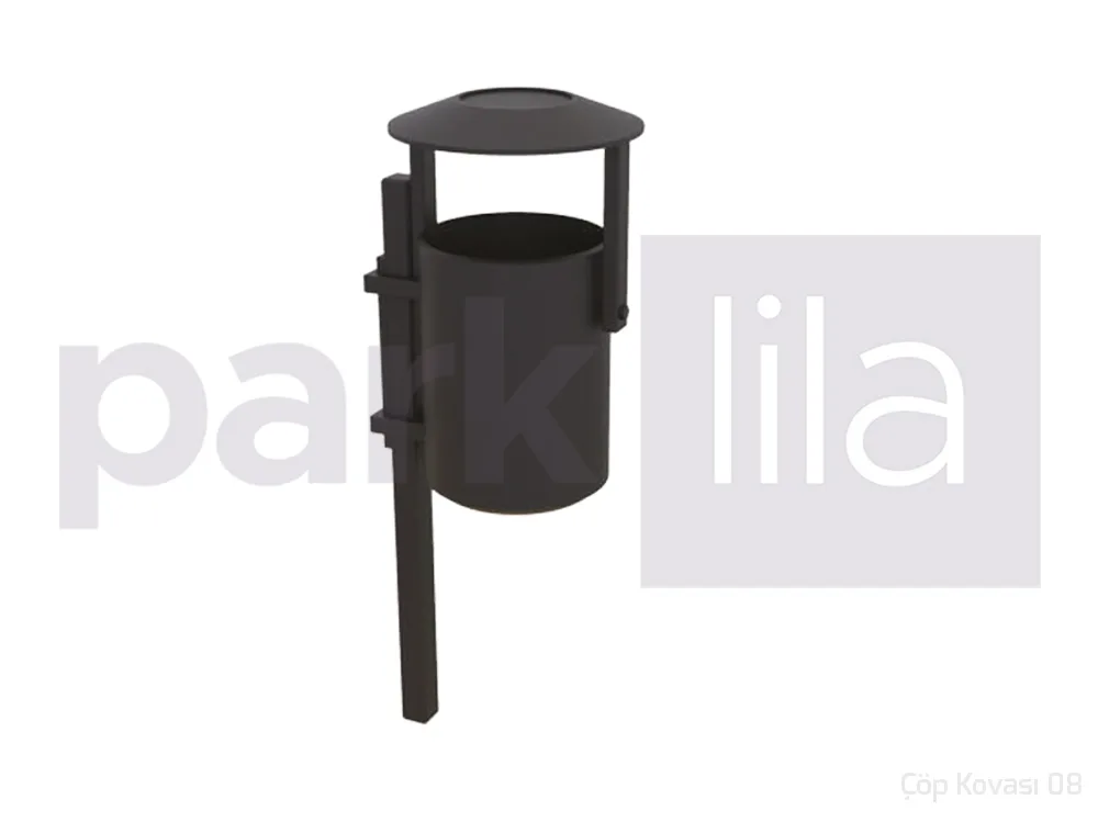 KD-20 Şapka Kapaklı Direkli Çöp Kovası