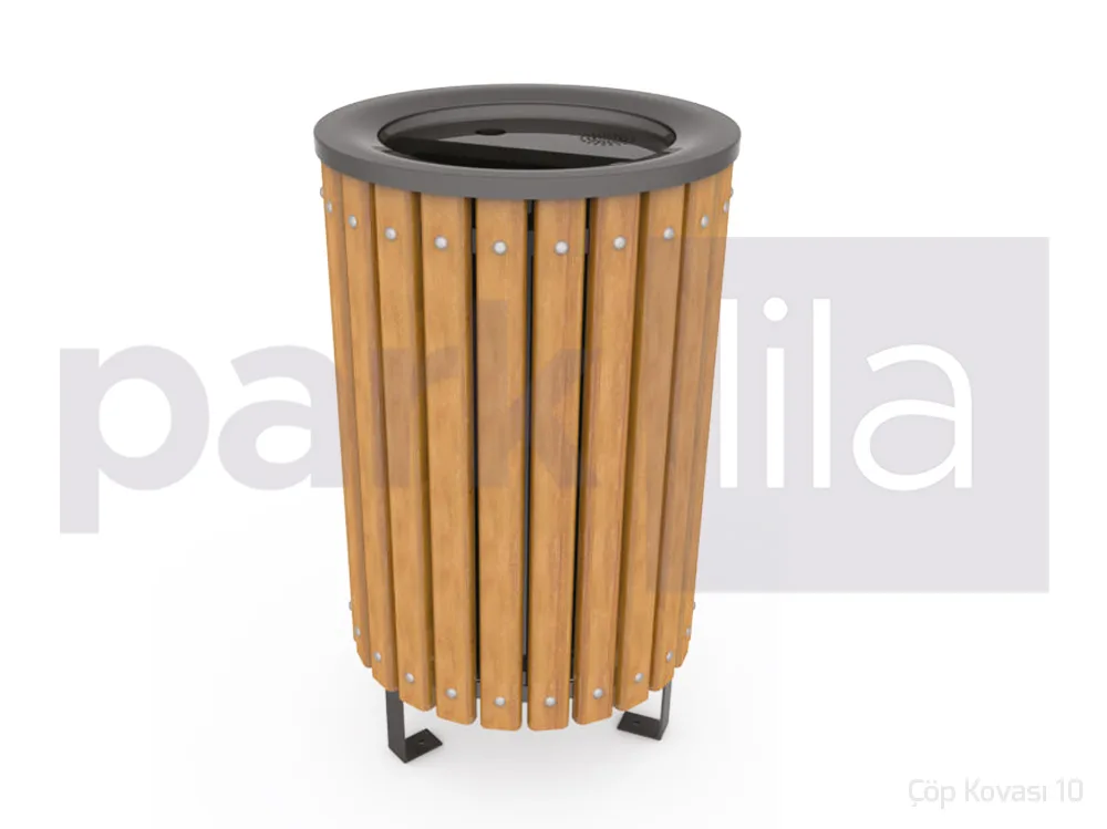 KD-22 Ahşap Kaplamalı Silindir Çöp Kovası
