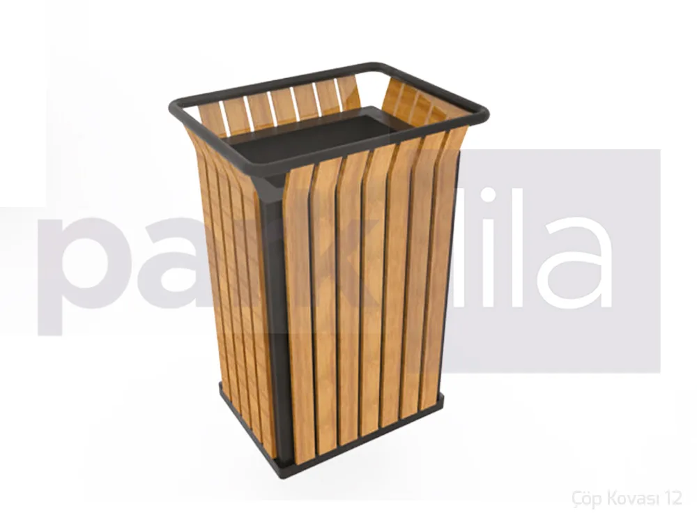 KD-24 Ahşap Kaplamalı Konik Çöp Kovası