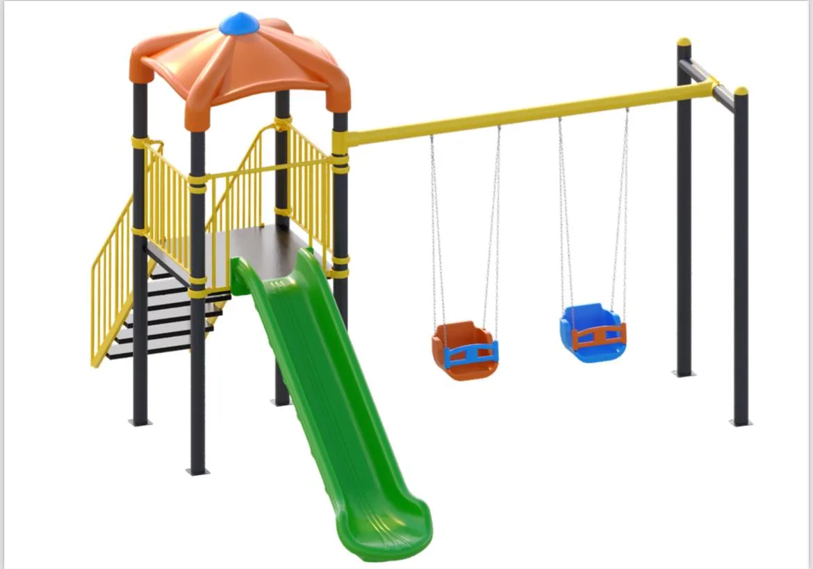 KLS 07 Bir Kuleli Bir Kaydıraklı İki Salıncaklı Çocuk Oyun Parkı