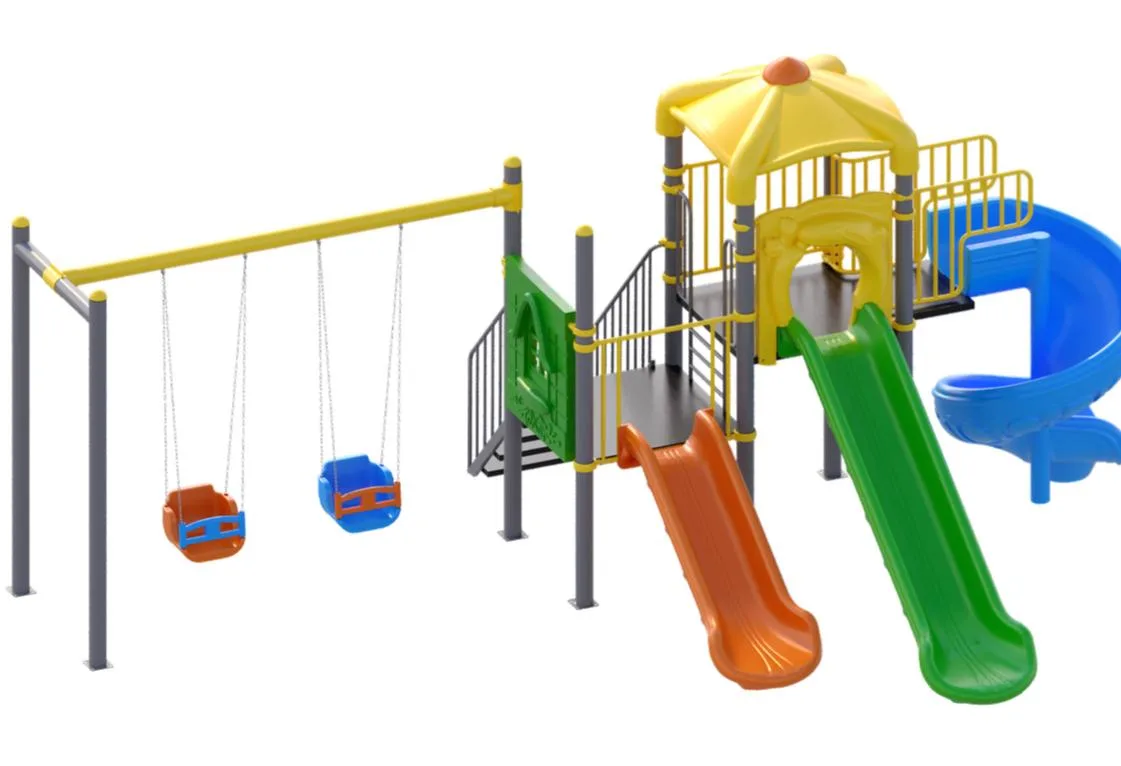 KLS 11 İki Kuleli Üç Kaydıraklı İki Salıncaklı Çocuk Oyun Parkı
