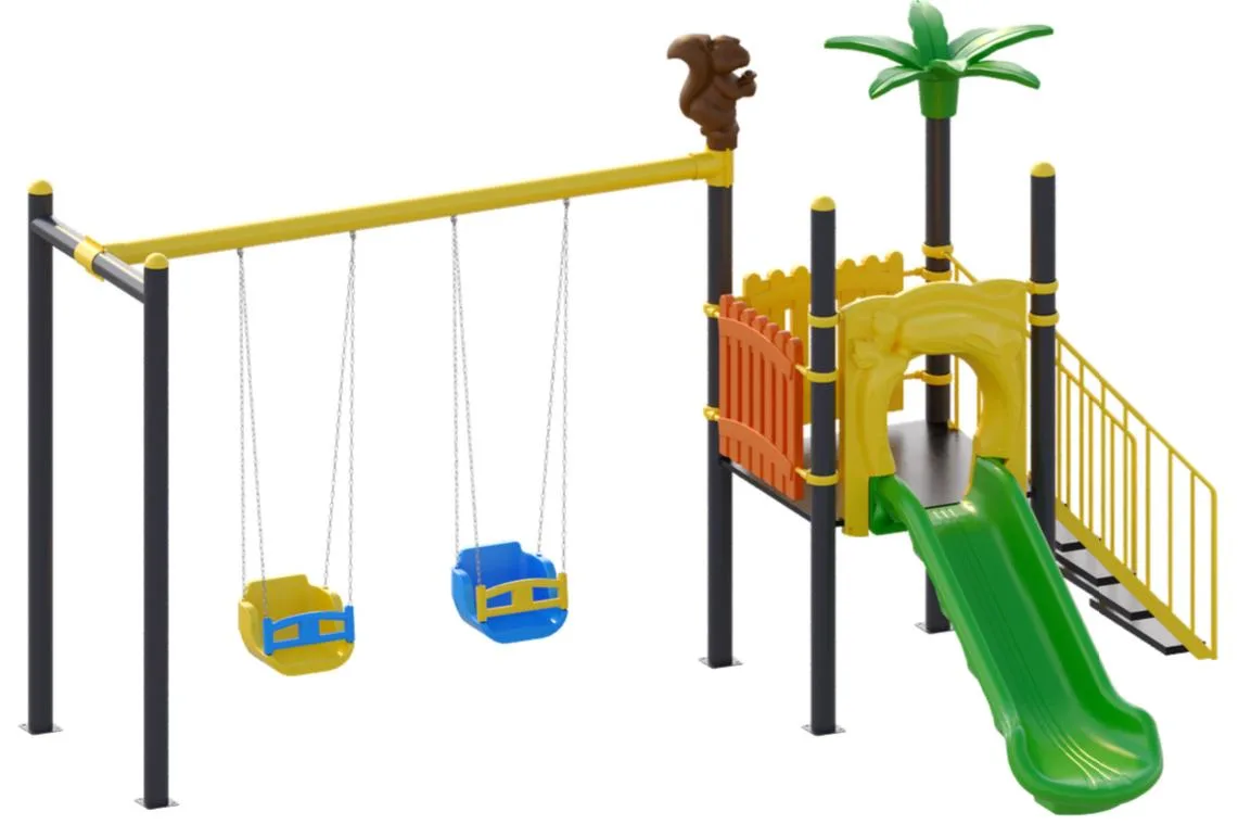 KLS 12 Bir Kuleli Bir Kaydıraklı İki Salıncaklı Çocuk Oyun Parkı