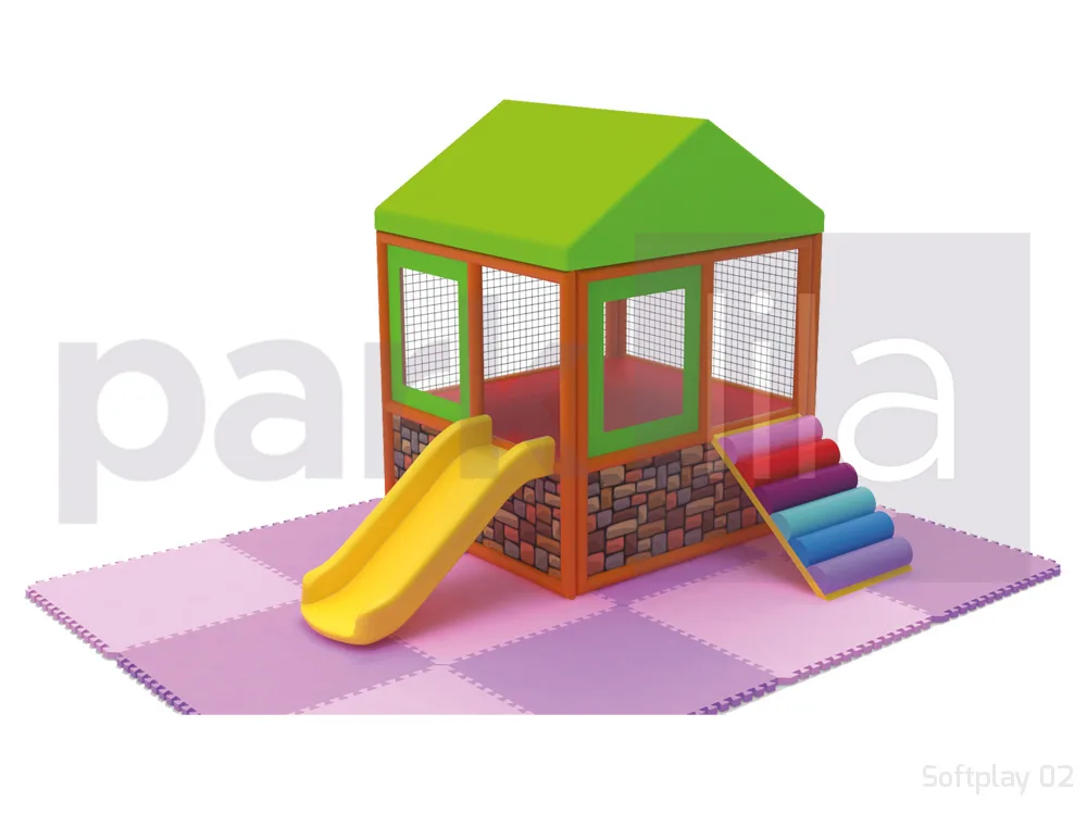 Softplay 02 Çatılı Ev, Kaydırak ve Rampa